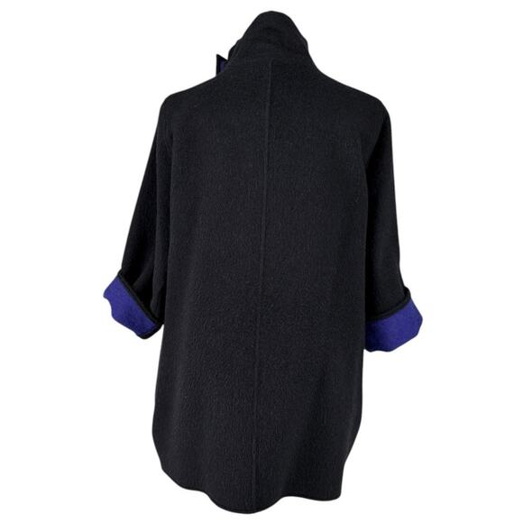 Vintage Jimmy Hourihan Ireland 100% Wool Wrap Coat Black Purple Small - Picture 7 of 16